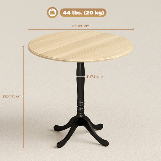 Dining Table for 2-4 People, Modern Round Kitchen Table with Pedestal Steel Base, 80cm