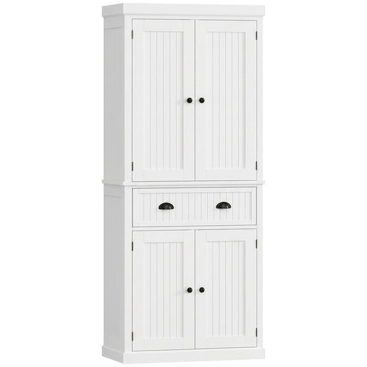 HOMCOM 72" Kitchen Pantry, Freestanding Storage Cabinet with Drawer, Doors, White
