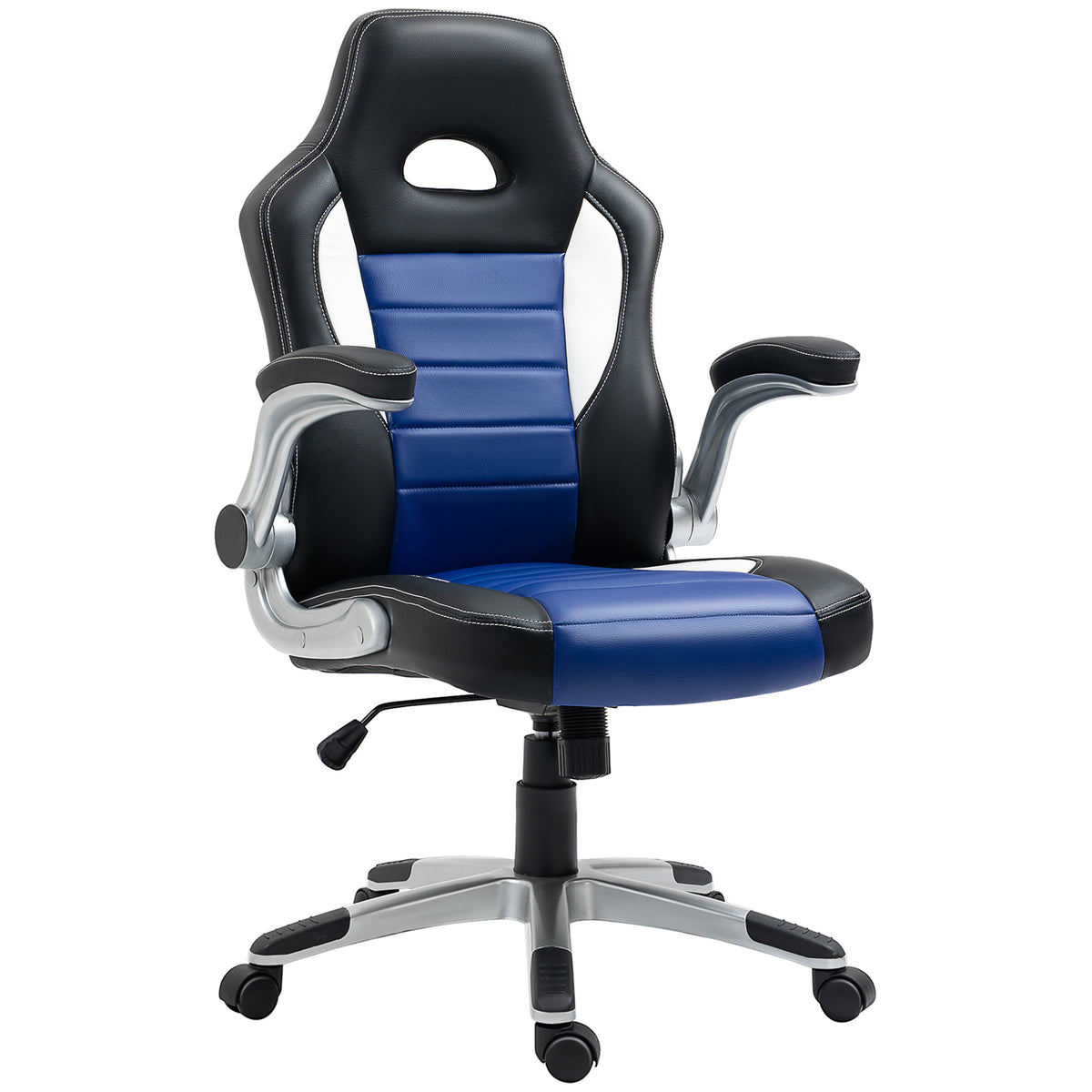 Racing Gaming Chair, PU Leather Executive Computer Desk Chair with Adjustable Height, Blue