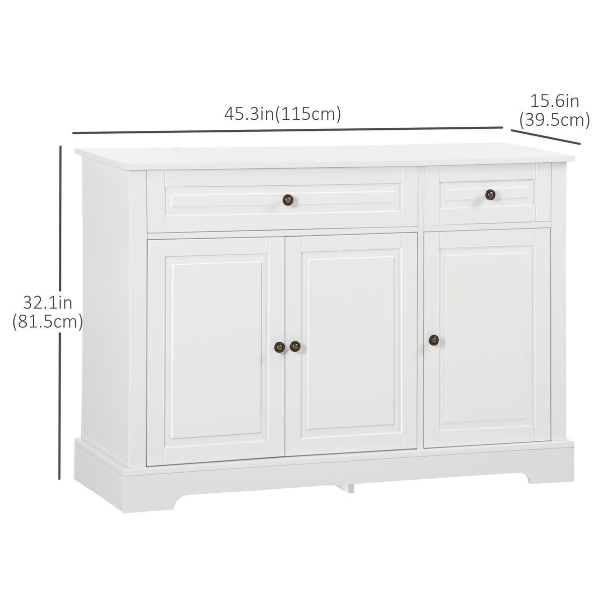 Buffet Cabinet with 2 Drawers and Adjustable Shelves – 45"W x 32"H