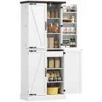 HOMCOM Tall Kitchen Pantry Cabinet Farmhouse Black