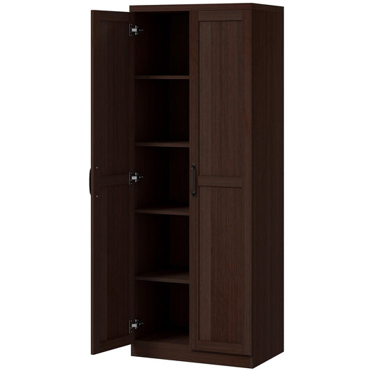 HOMCOM 63" 5-Tier Kitchen Pantry Cabinet Dark Brown