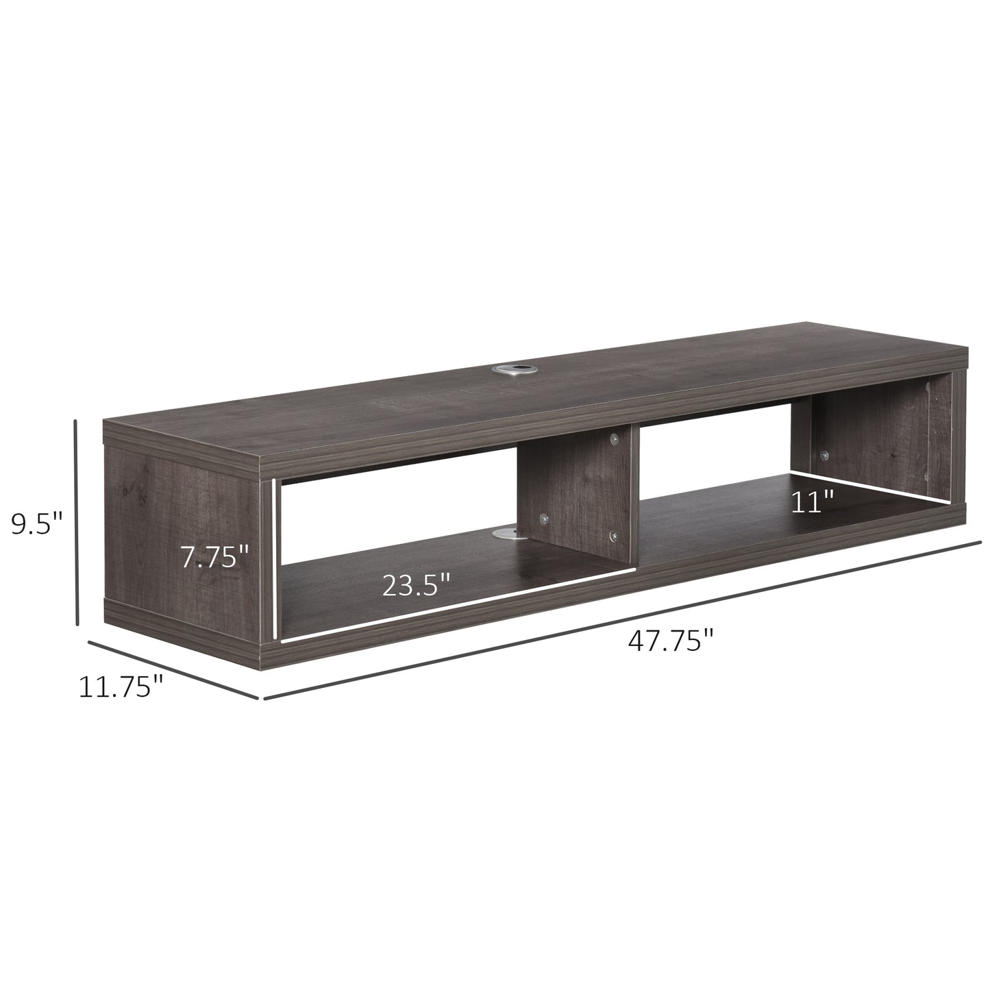 HOMCOM Modern Floating Wall Mounted TV Media Console Shelf Dark Grey Wood