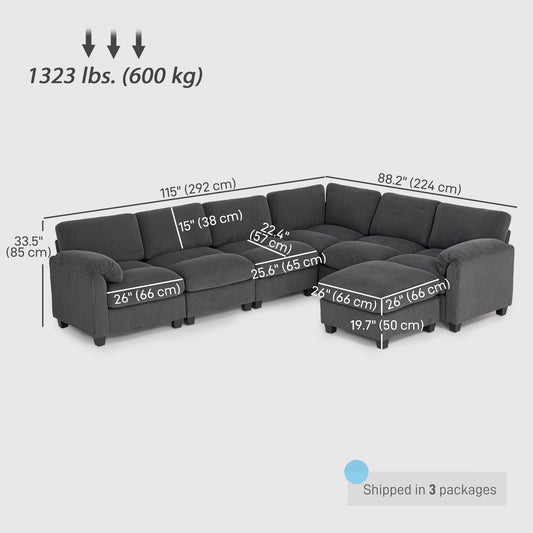 Oversized Modular U-Shaped Corduroy Sectional