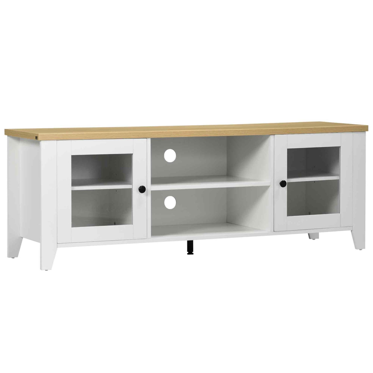 HOMCOM Modern Wood TV Stand for 60-inch TVs, Storage Doors, Open Shelves