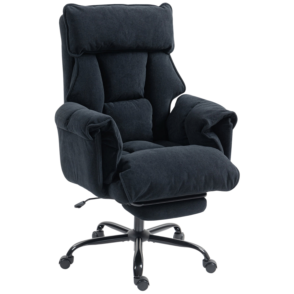 Ergonomic Black Office Chair: Adjustable Backrest, Lumbar, Headrest, Footrest