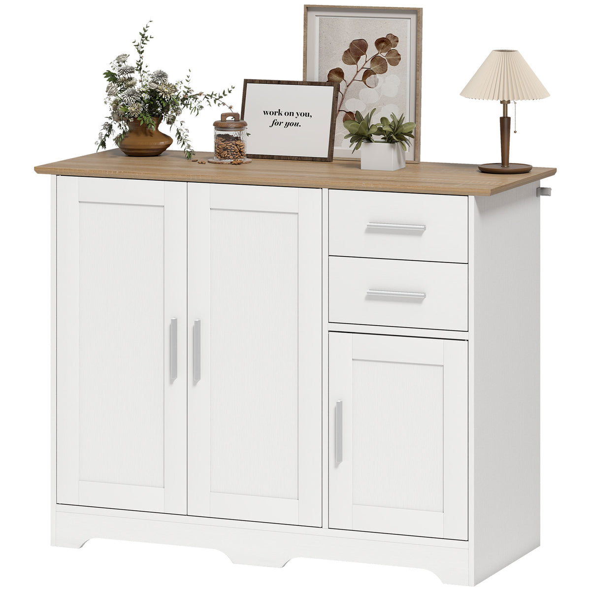 Modern Kitchen Storage Cabinet with 2 Drawers – 39"W x 31"H