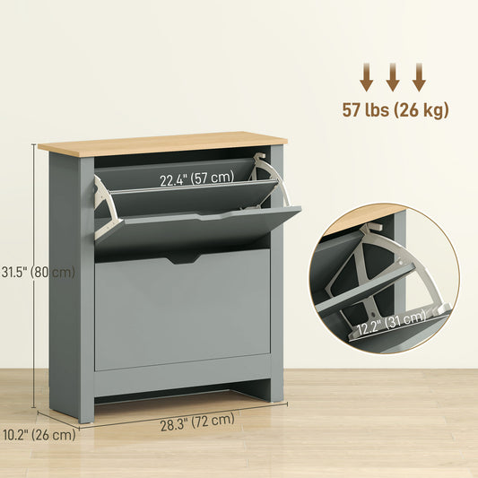 Shoe Storage Cabinet with 2 Flip Drawers – 28"W x 44"H