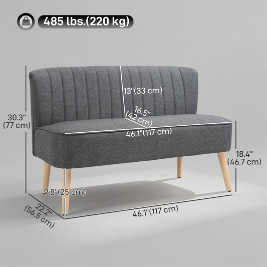 Upholstered Loveseat with Rubber Wood Legs
