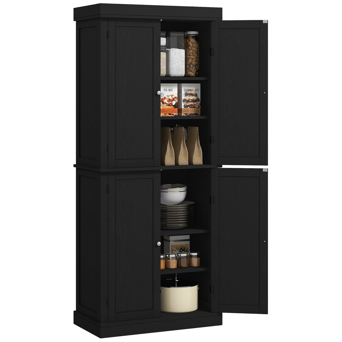 Freestanding Kitchen Pantry Cabinet with 4 Doors – 30"W x 73"H