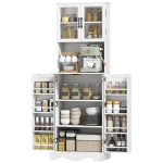 HOMCOM Kitchen Pantry Cabinet Freestanding With Acrylic Doors Black