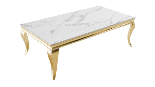 Marble Coffee Table with Gold Cabriole Legs