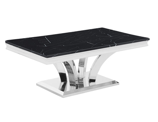 Marble Coffee Table with V-Shaped Base