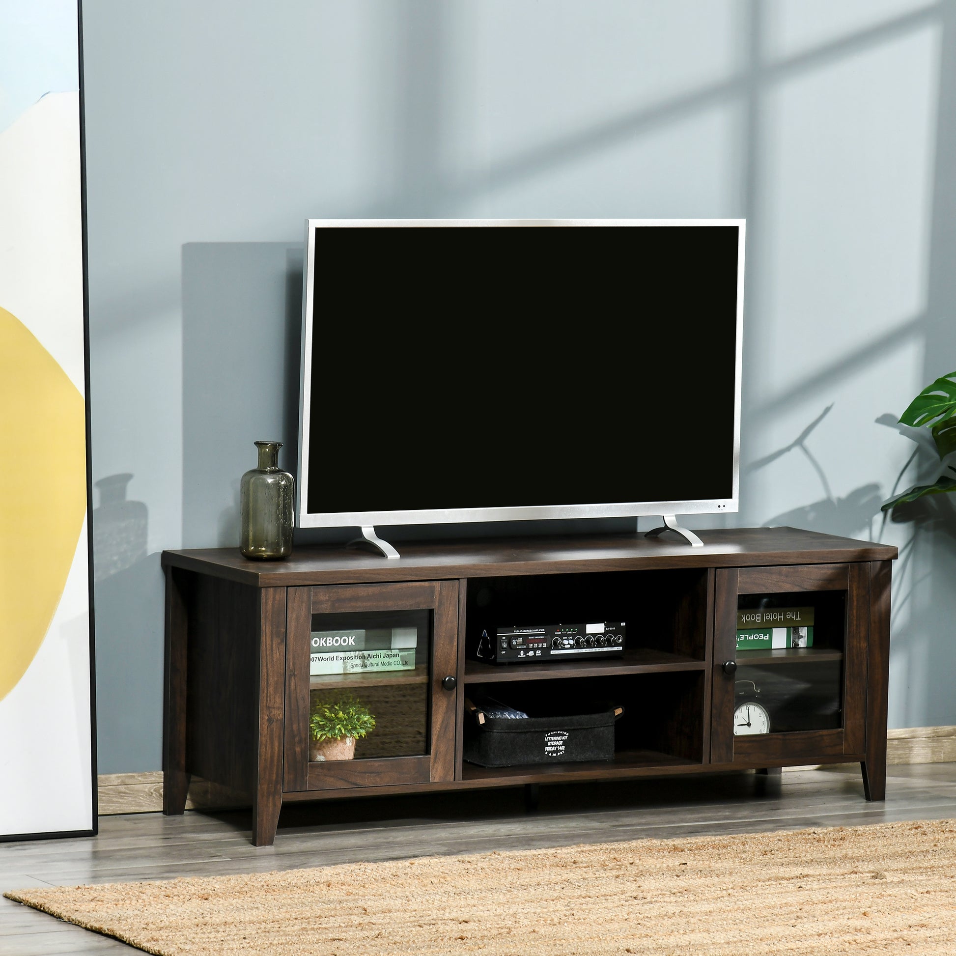 HOMCOM Modern Wood TV Console Stand for 60-inch TVs with Storage