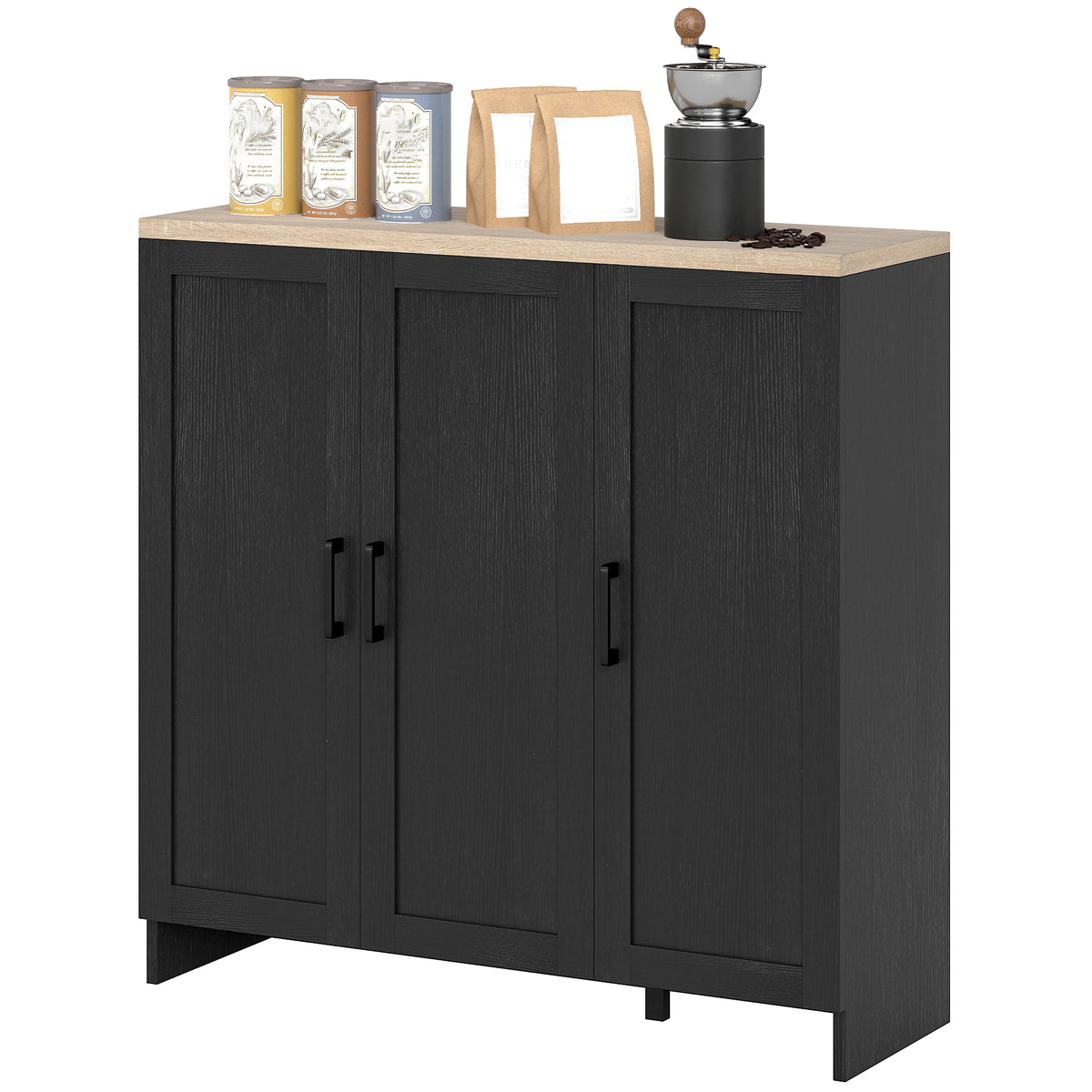 Modern Kitchen Storage Cabinet with 3 Doors Adjustable Shelves – 35"W x 35"H