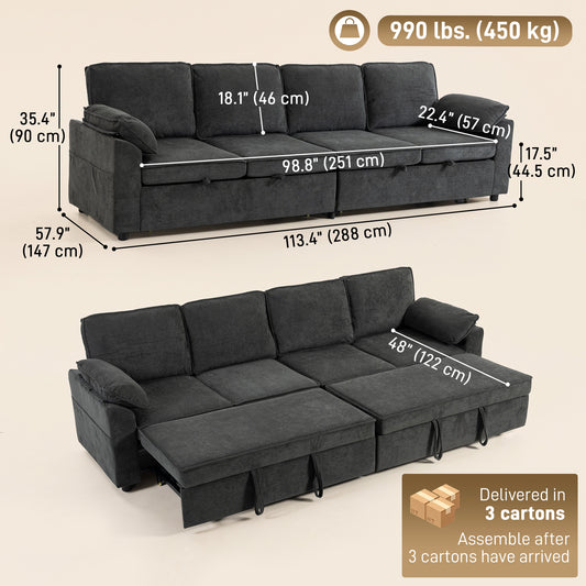 Chenille Double Pull-Out Sleeper Sectional
