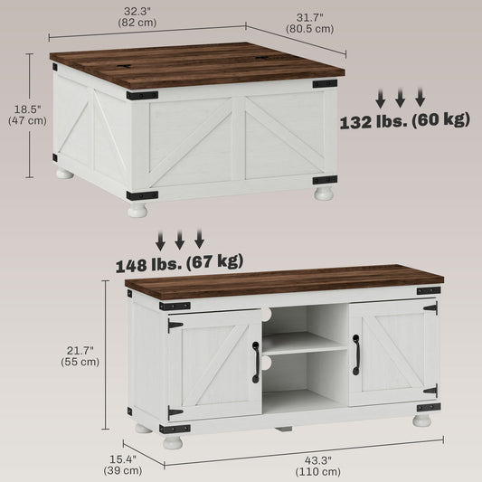 TV Stand and Coffee Table Set – 43" Wide