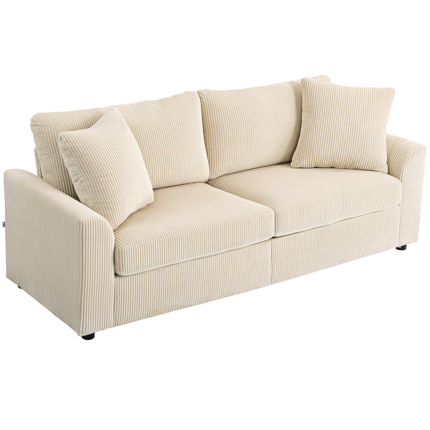 HOMCOM Modern Cream White 3-Seater Sofa with Pocket Springs & Scatter Cushions