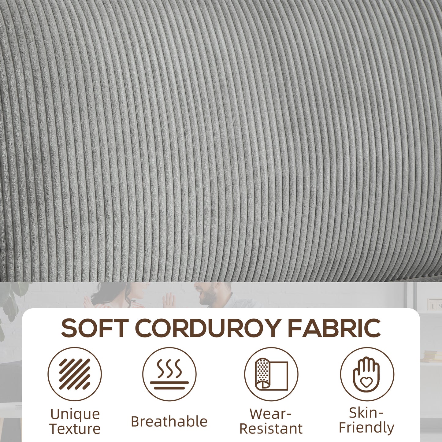 HOMCOM Light Grey 3-Seater Fabric Sofa: Spring Cushions, Cup Holders