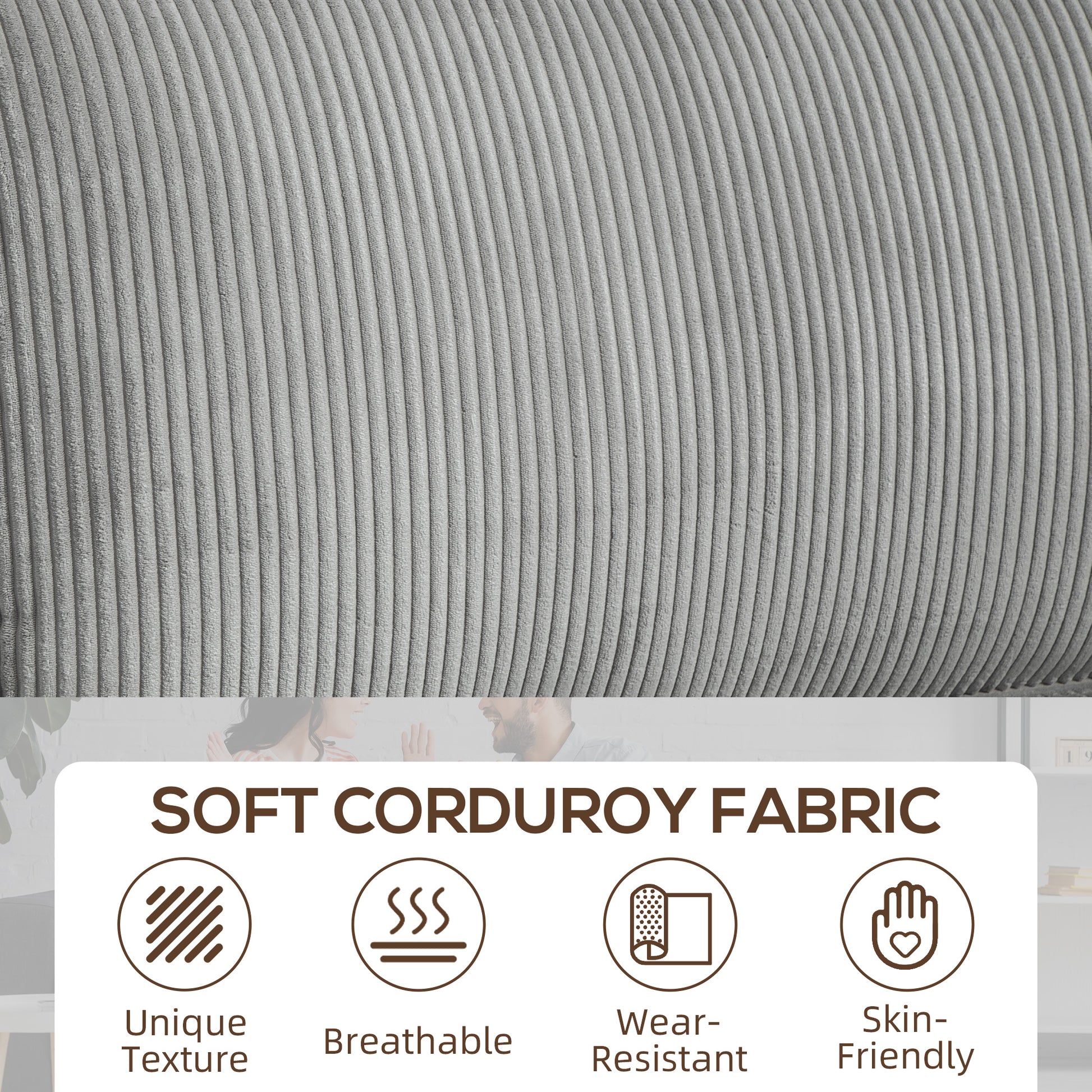 HOMCOM Light Grey 3-Seater Fabric Sofa: Spring Cushions, Cup Holders
