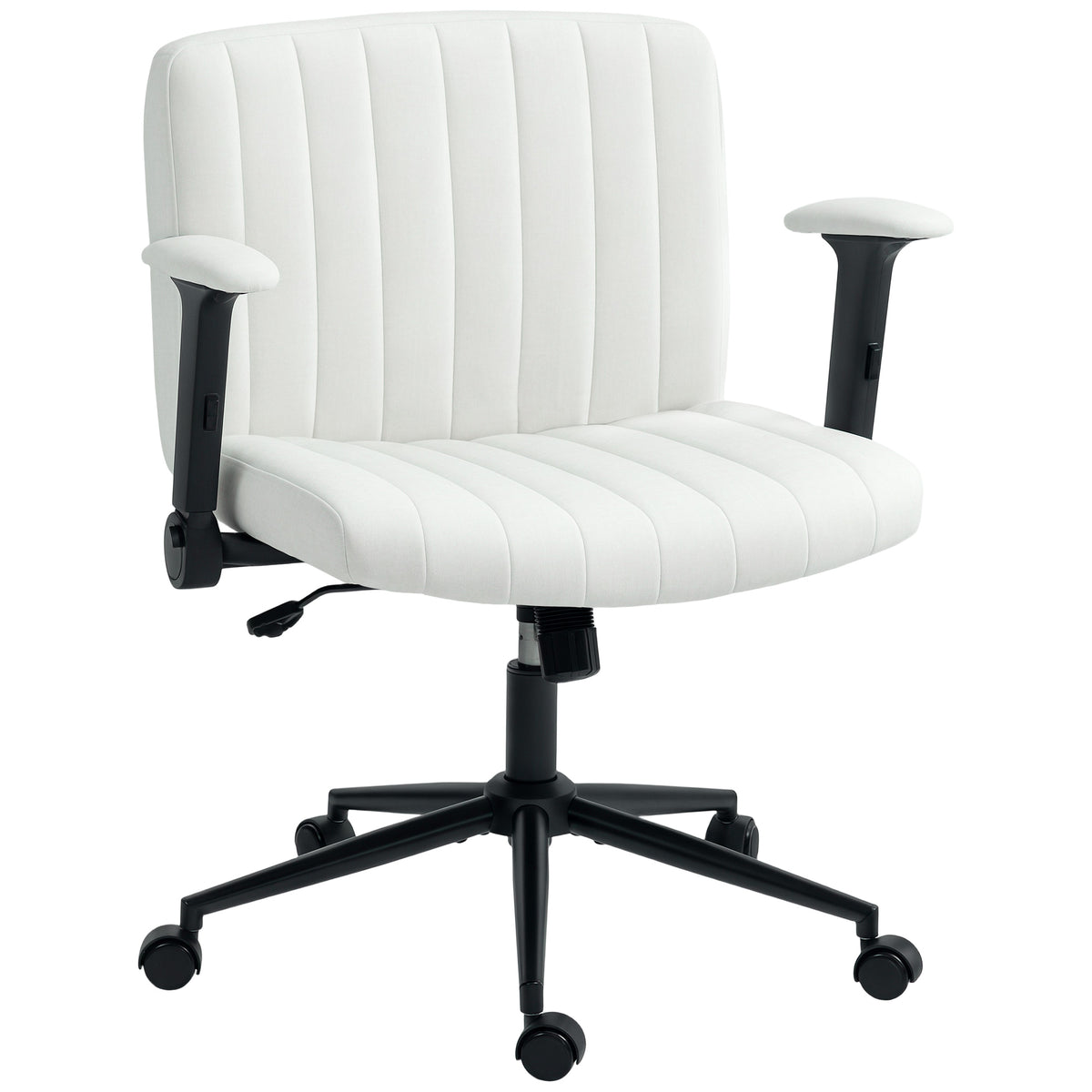 Criss Cross Chair with Flip-up Armrests, Wheels, Cream White