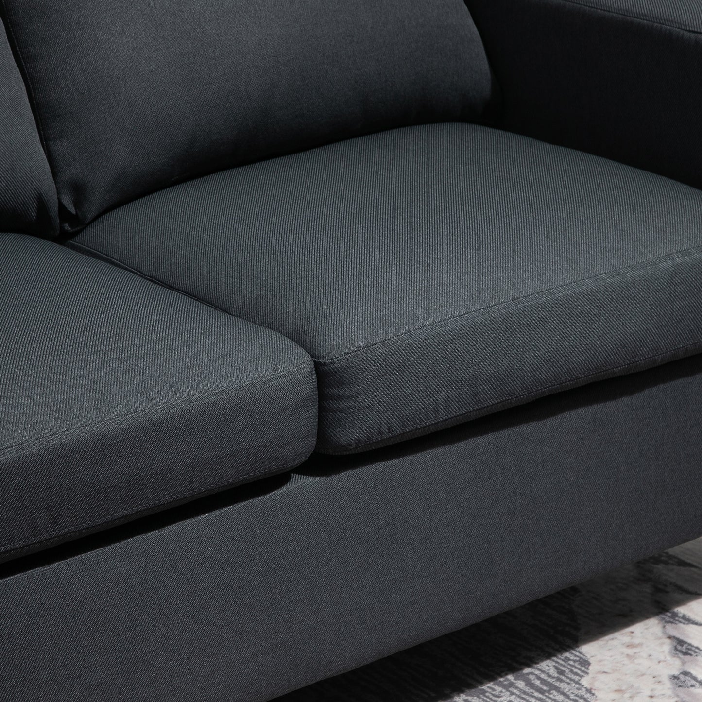 HOMCOM Modern L-Shape Sectional Sofa, Reversible Chaise, Dark Grey Fabric