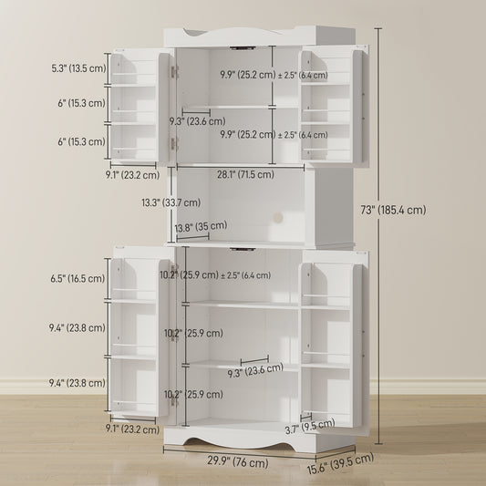 Kitchen Pantry Cabinet with 12 Door Shelves – 30"W x 73"H