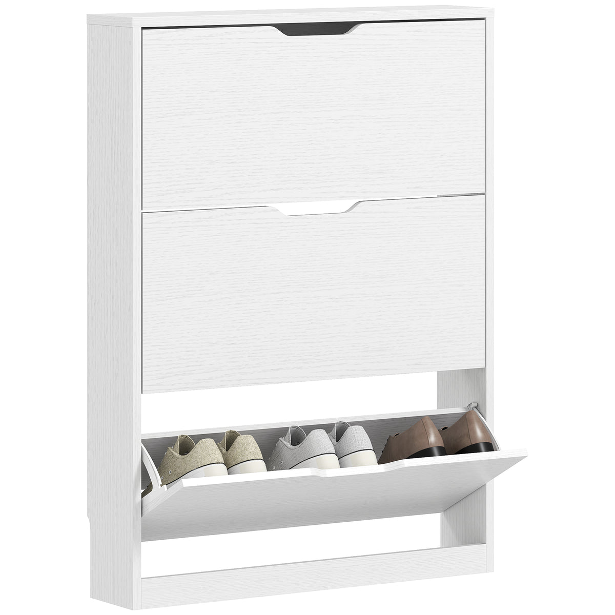Narrow Shoe Cabinet with 3 Flip Drawers – 31"W x 43"H