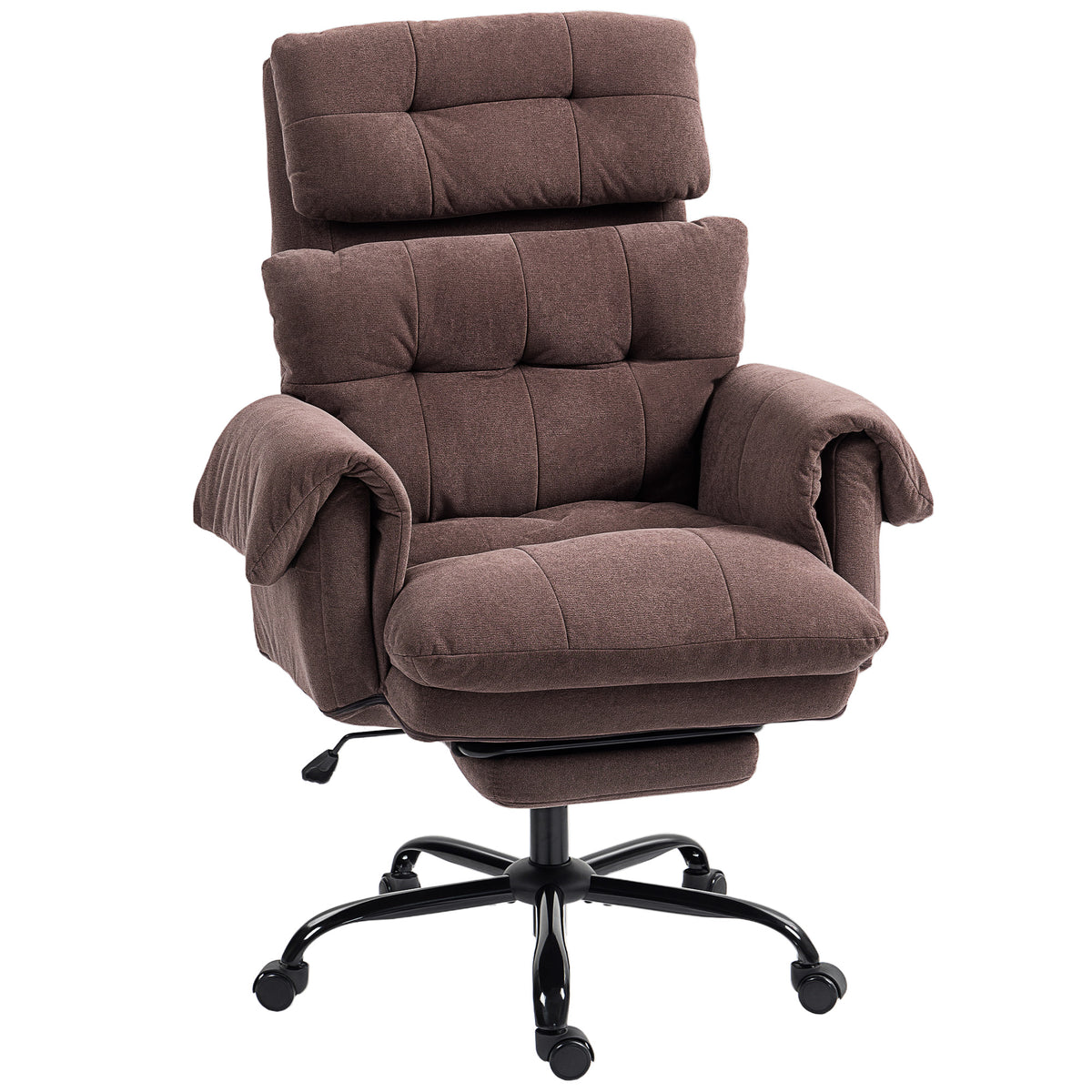 Reclining Executive Computer Desk Chair with Footrest, Coffee