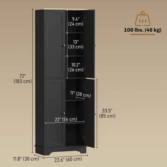 Kitchen Pantry Cabinet with Adjustable Shelves – 24"W x 72"H