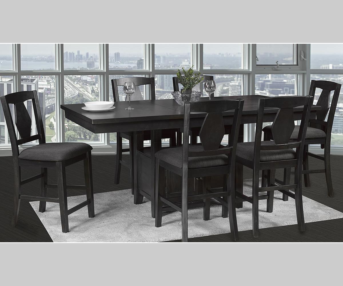 Modern Solid Wood Pub Dining Table Set with Butterfly Leaf and Bench