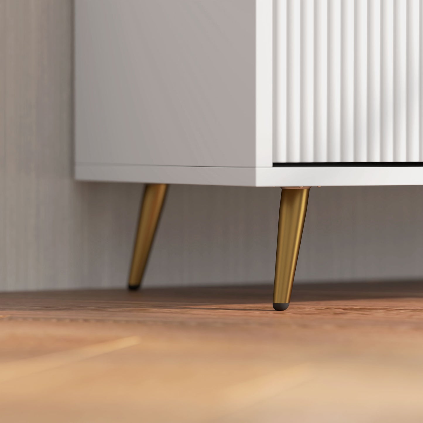 Modern White TV Stand for 55-inch TVs with Storage Cabinets & Open Shelves
