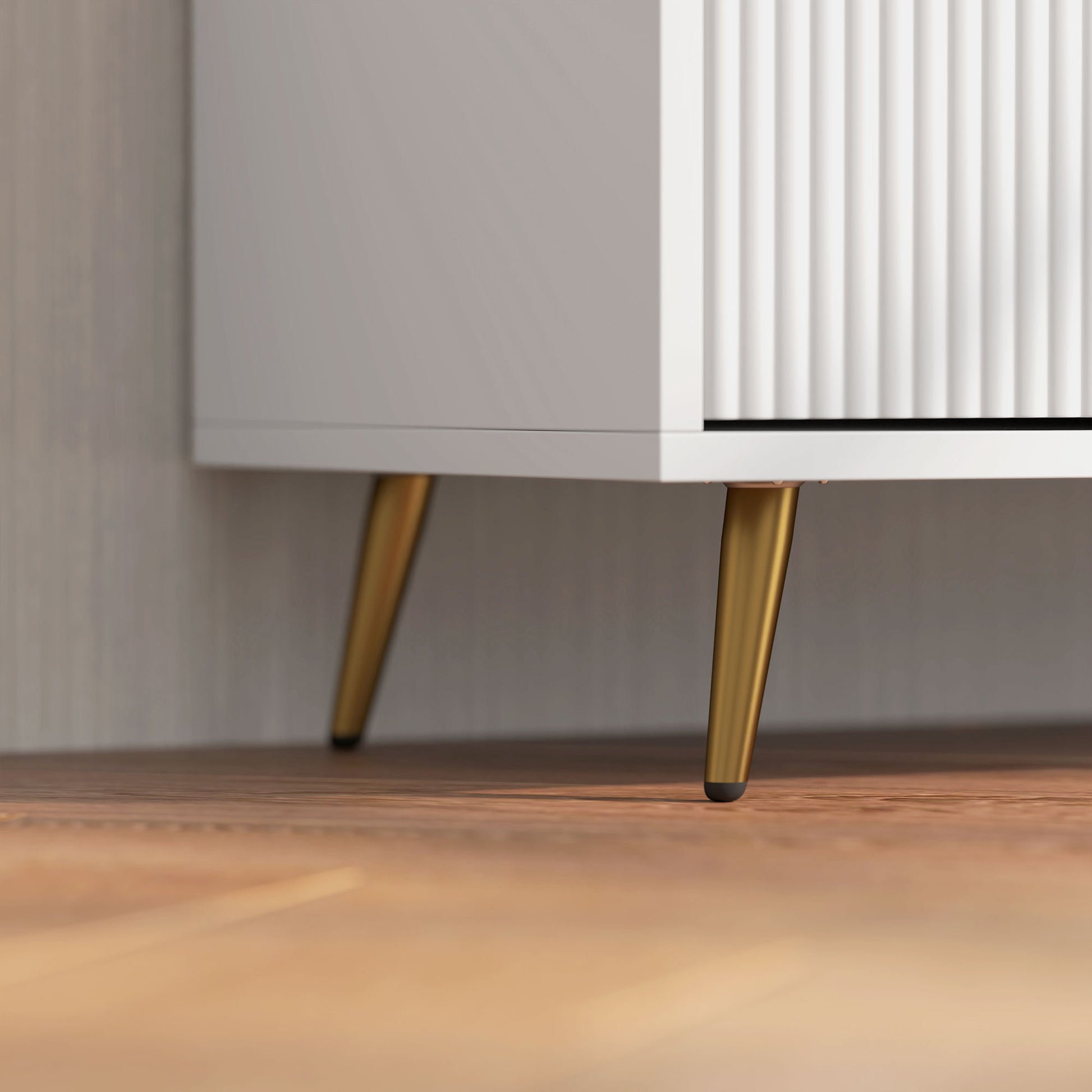 Modern White TV Stand for 55-inch TVs with Storage Cabinets & Open Shelves