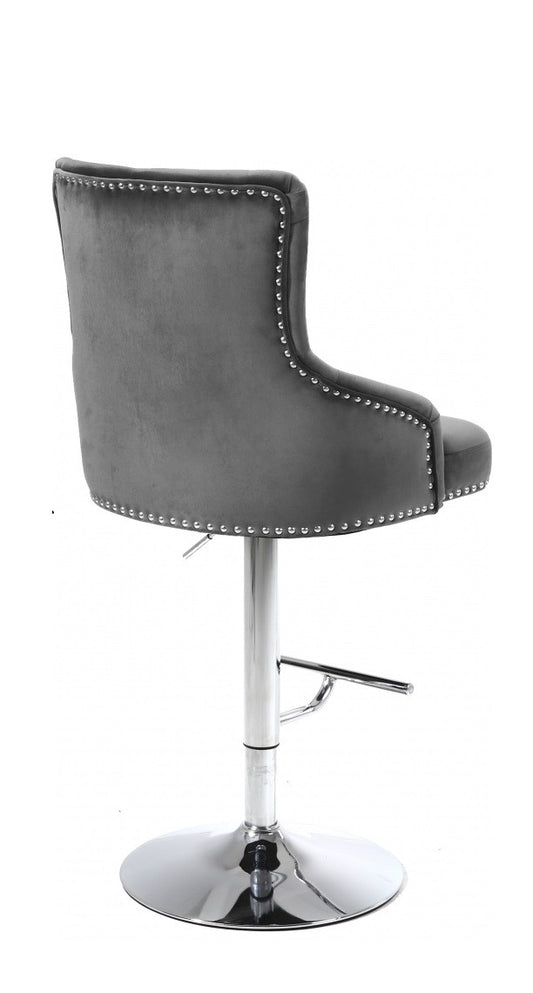 Plush Velvet Nailhead Swivel Bar Stool