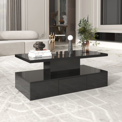 Modern Lift Top Coffee Table with Charging, Hidden Storage & Fabric Drawers