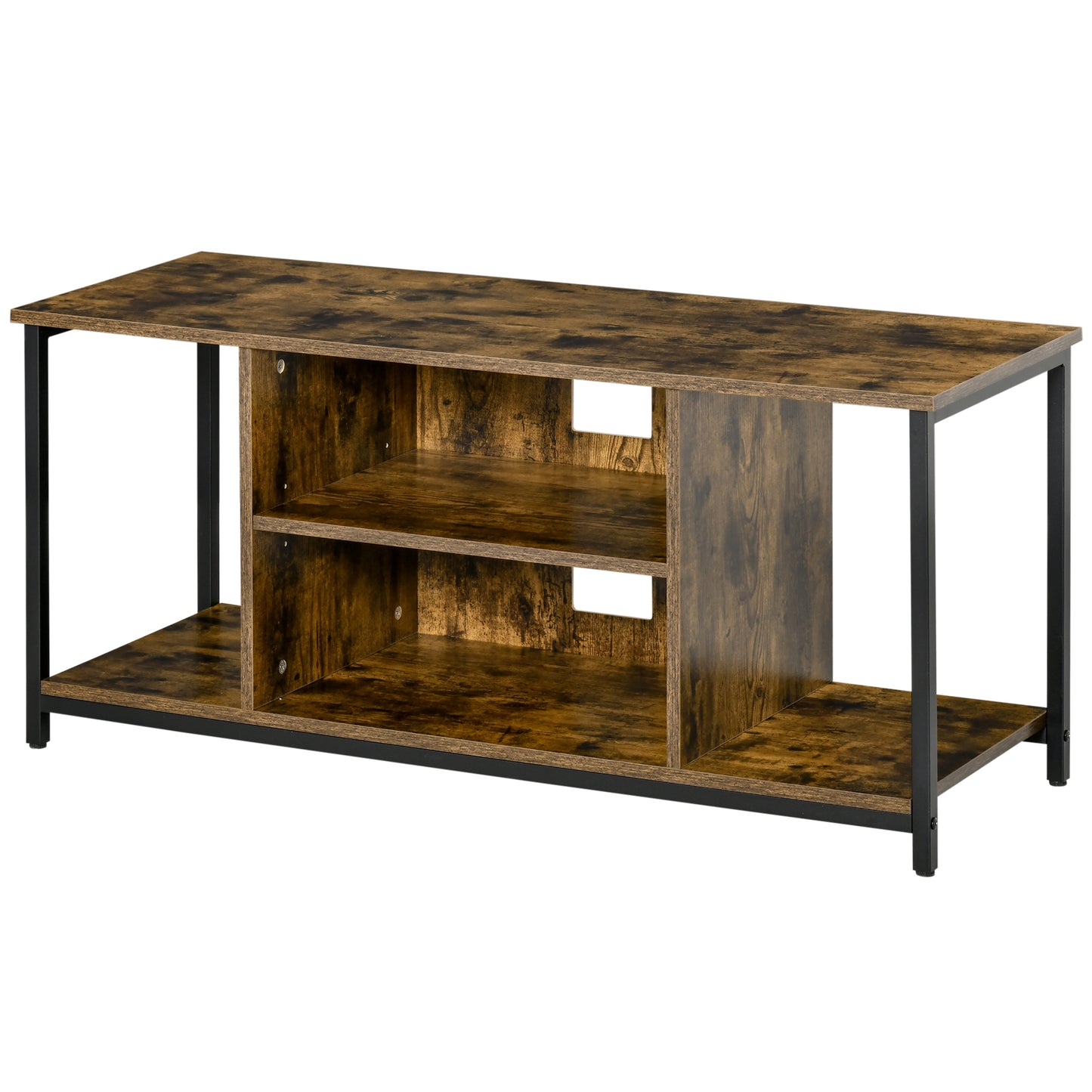 HOMCOM Rustic Industrial TV Stand, 55-inch TV Console, Adjustable Open Storage