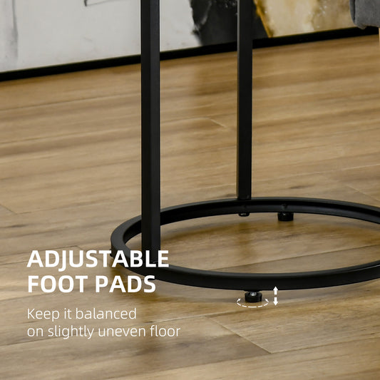 Modern Black Nesting Coffee Tables Set: Round Tempered Glass Top