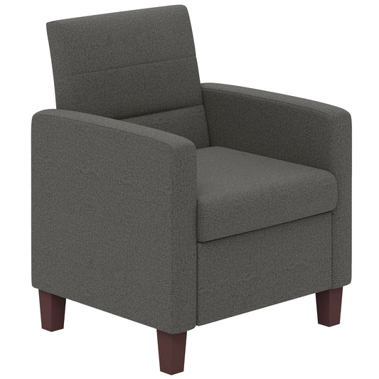 HOMCOM Modern Dark Grey Fabric Accent Chair, Cushioned Seat, Non-Slip Pads