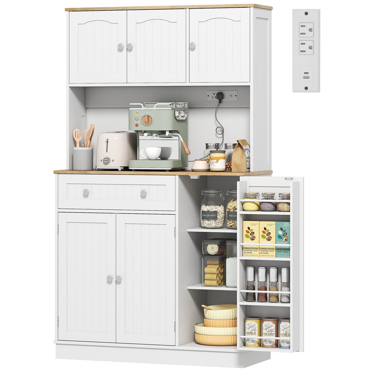 Pantry Cabinet with Charging Station – 39"W x 68"H