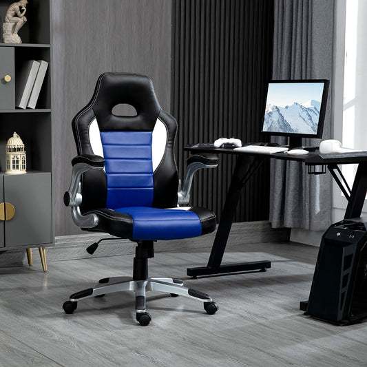 Racing Gaming Chair, PU Leather Executive Computer Desk Chair with Adjustable Height, Blue