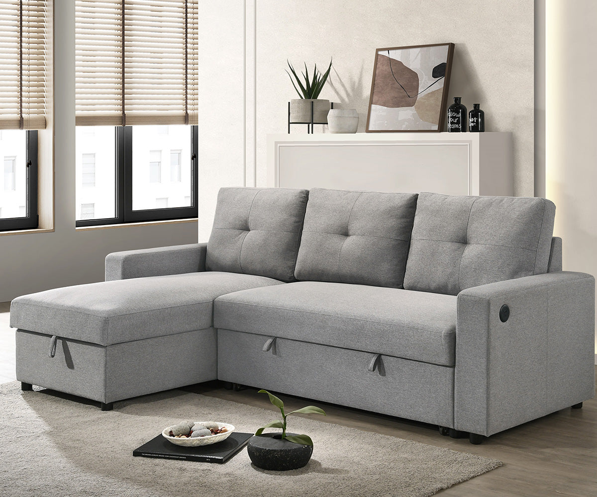 Kwality Ceillo Light Grey Reversible Tufted Fabric Sectional RAW002