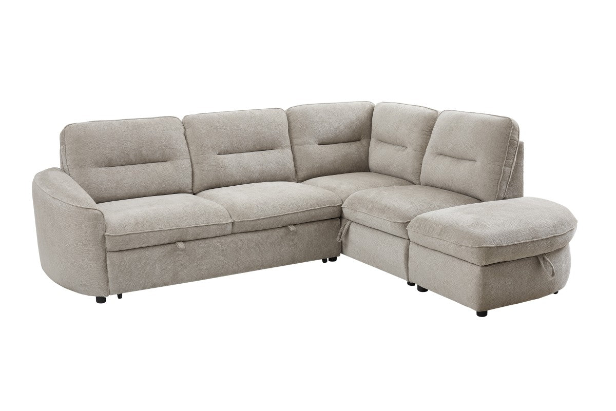 SECTIONAL SLEEPER - BEIGE | Eucalyptus wood frame