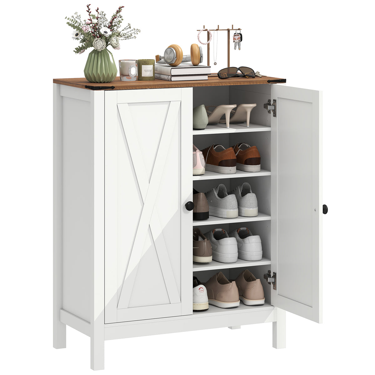 Shoe Cabinet with Barn Doors – 30"W x 39"H