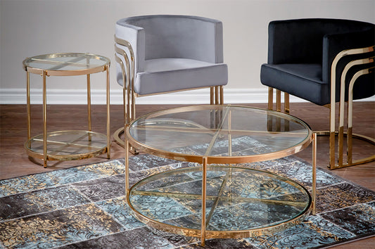 Round Glass Coffee Table & End Table Set