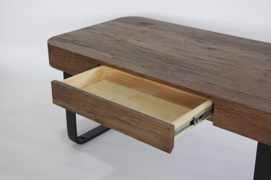 Rustic Wood Coffee Table with Black Metal Legs