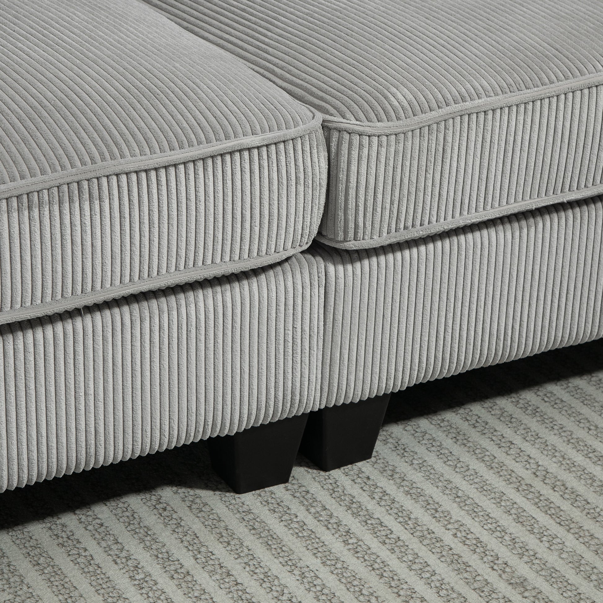 HOMCOM Light Grey 3-Seater Fabric Sofa: Spring Cushions, Cup Holders