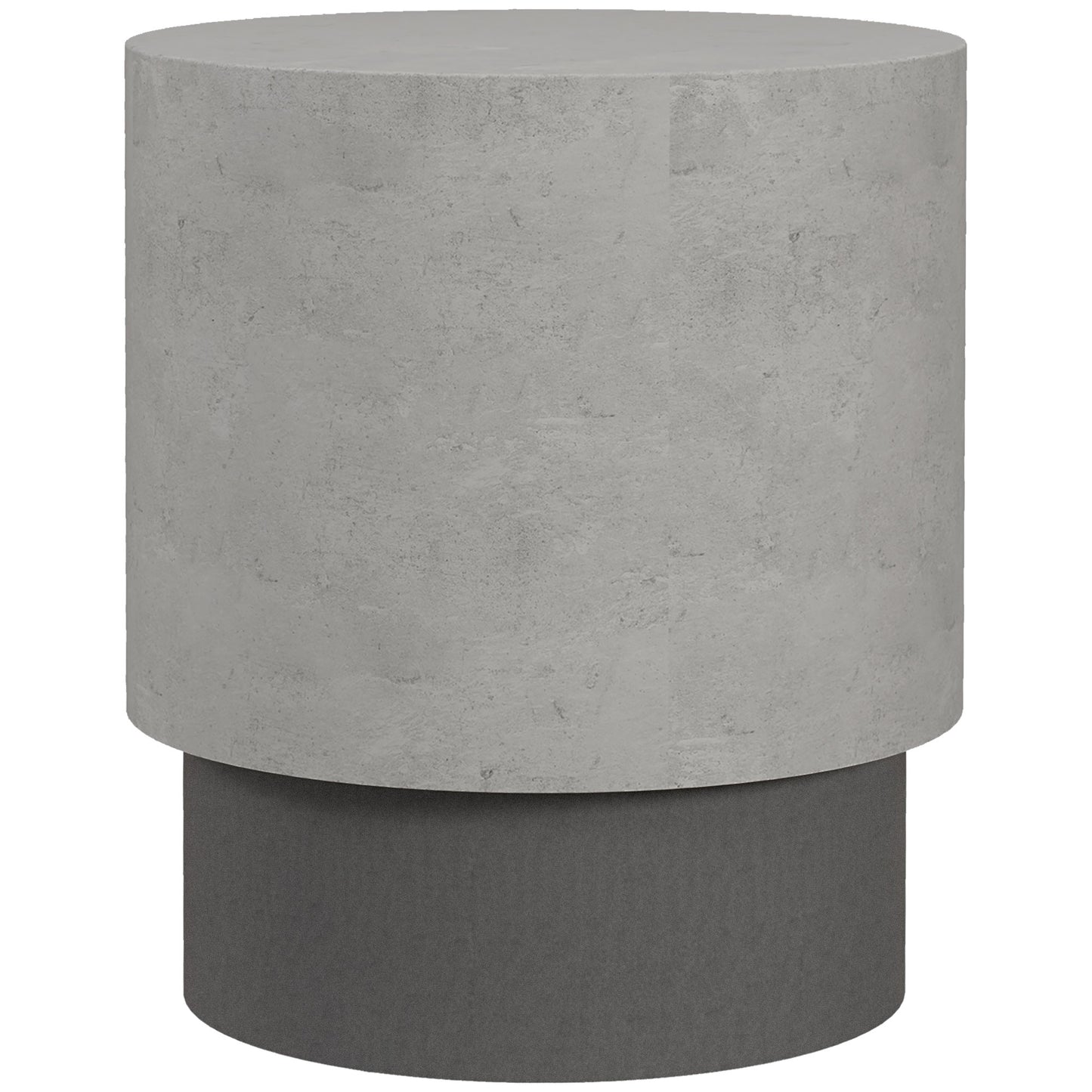 HOMCOM Round Concrete Finish Accent Side Table with Adjustable Feet - Indoor/Outdoor