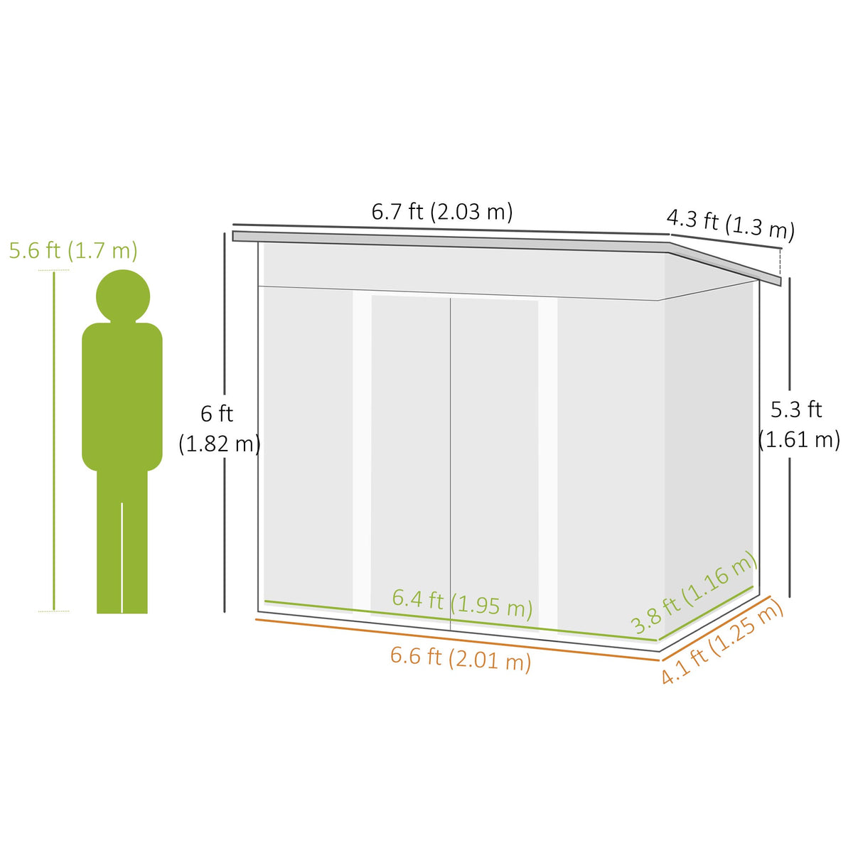 7'x 4' Metal Patio Storage Shed Garden Lockable Shed Tool Utility Storage Unit – 79.9" L x 51.2" W x 71.7" H – Green