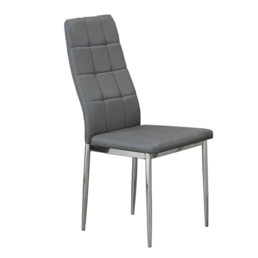 Slim Upholstered Dining Chair with Chrome Legs – Set of 4