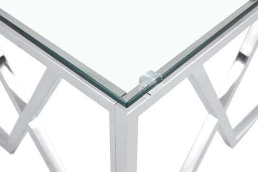 Square Glass Coffee Table with Geometric Frame